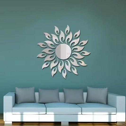 25pcs Sunflower Acrylic Mirror Wall Stickers decor Mbenterprize Silver