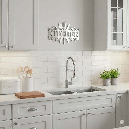 1 Pcs Kitchen Knife and Fork Pattern Mirror Wall Decal