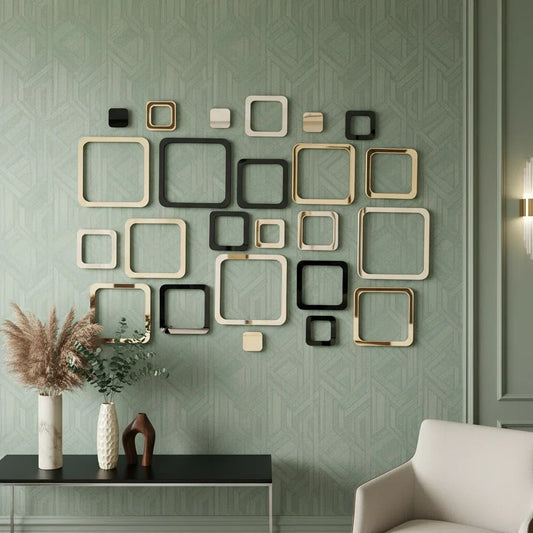 Acrylic Square Rings Mirror Wall Stickers - MBENTERPRIZE