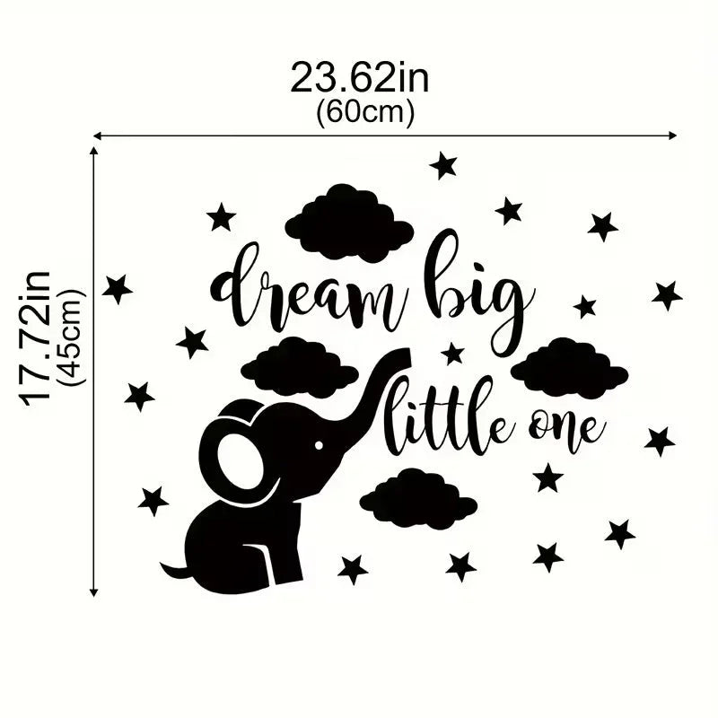 Kids Room Decorative Wall Sticker With Stars & Elephant