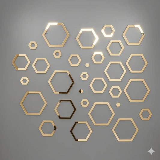 Acrylic Hexagon Ring Mirror Wall Decor - MBENTERPRIZE