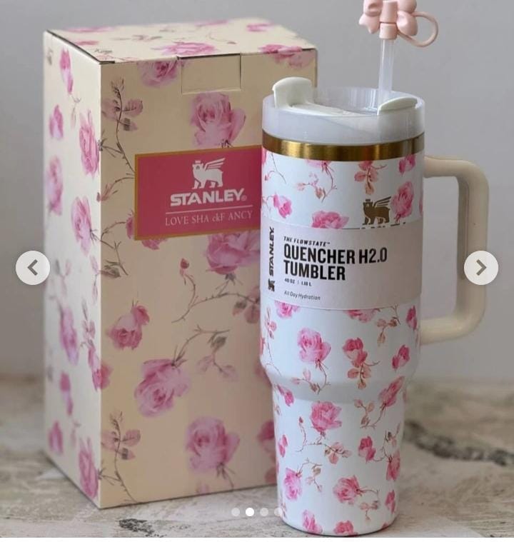 Stanley Steel 40oz Quencher H2.0 Flowstate Tumbler - MB ENTERPRIZE - White pink -