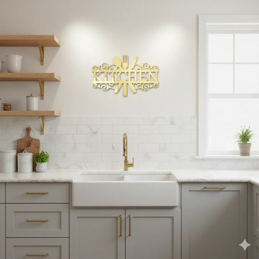 1 Pcs Kitchen Knife and Fork Pattern Mirror Wall Decal