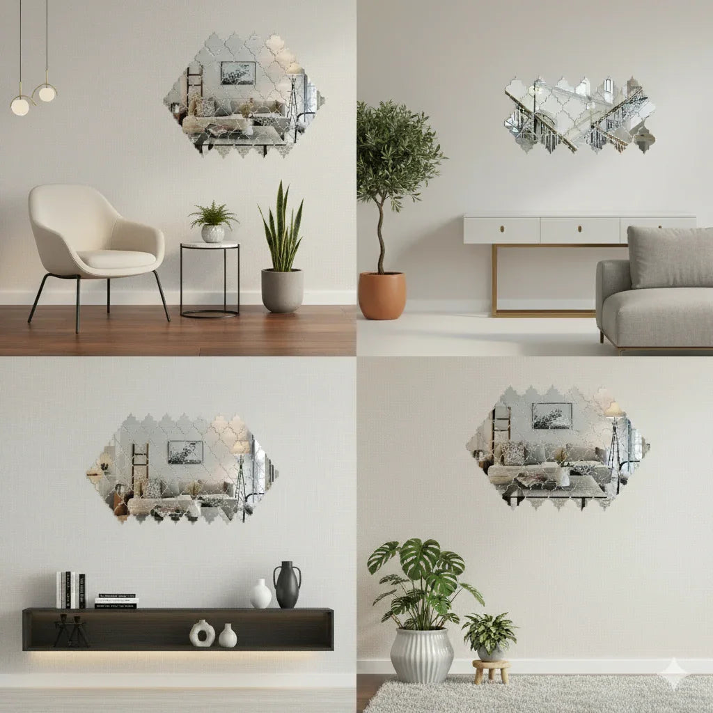Acrylic Diamond Border Mirror Wall Decor