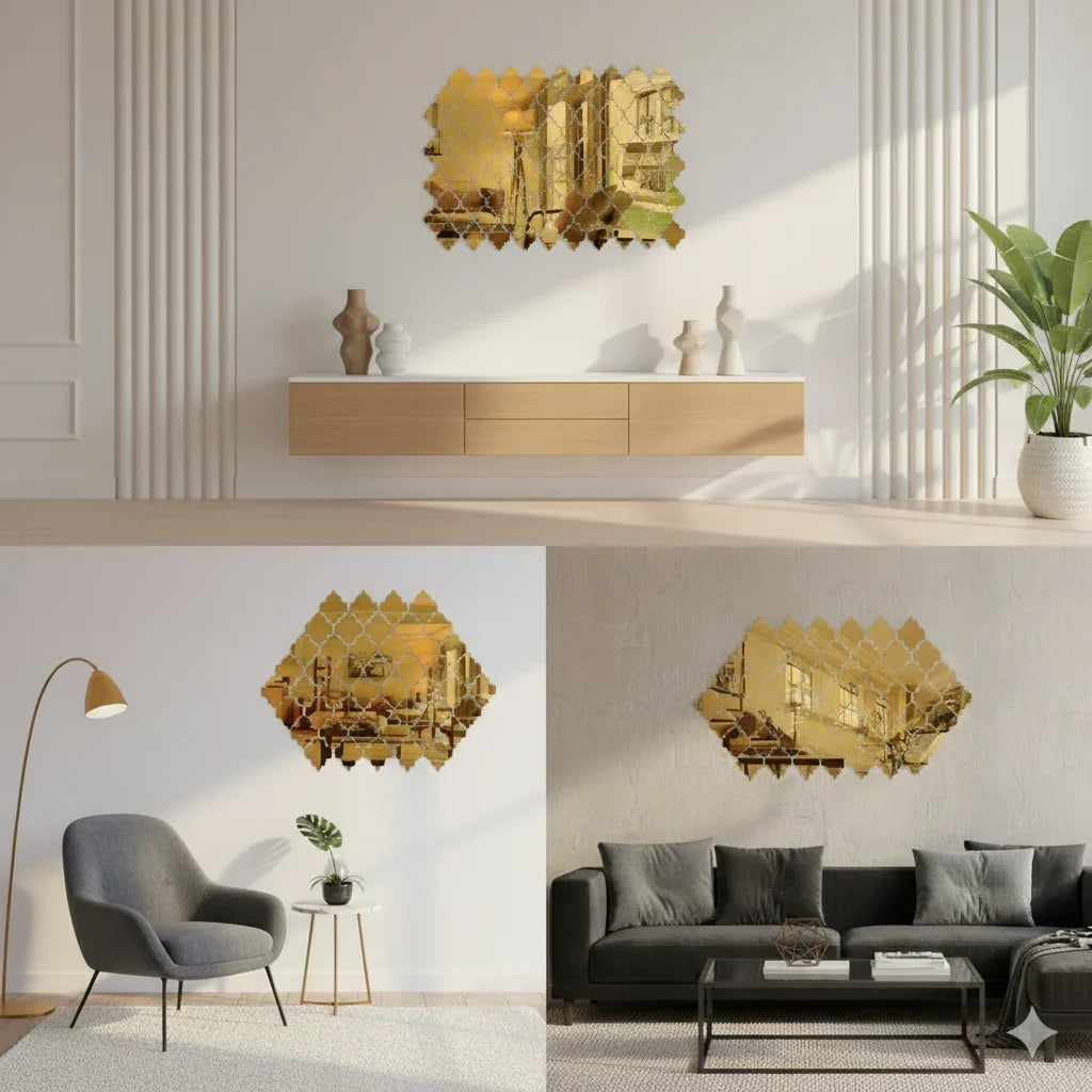 Acrylic Diamond Border Mirror Wall Decor