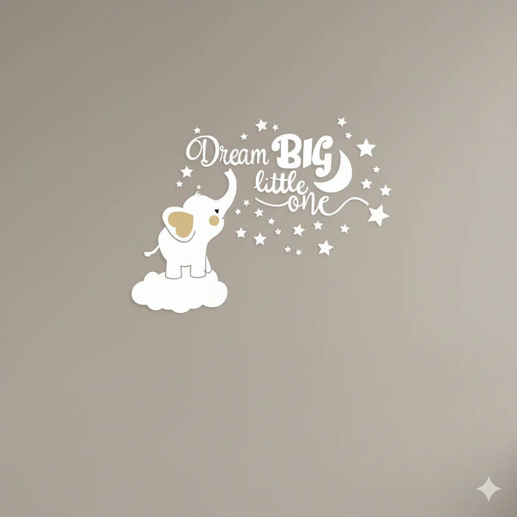 Kids Room Decorative Wall Sticker With Stars & Elephant