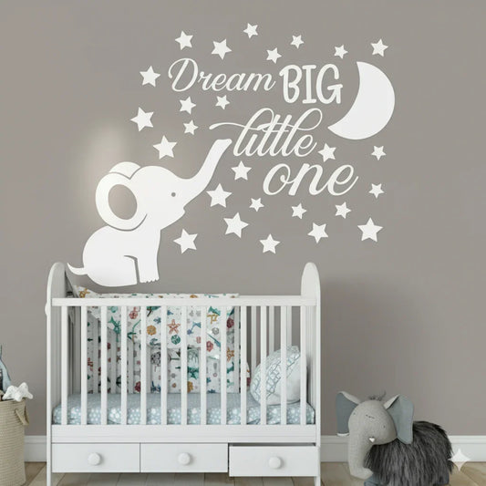 Kids Room Decorative Wall Sticker With Stars & Elephant