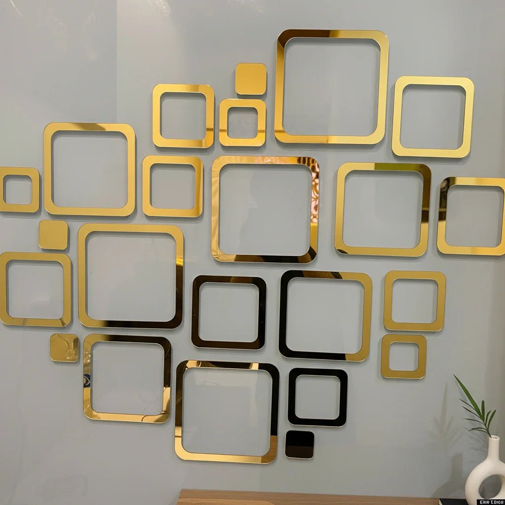 Acrylic Square Rings Mirror Wall Stickers - MBENTERPRIZE