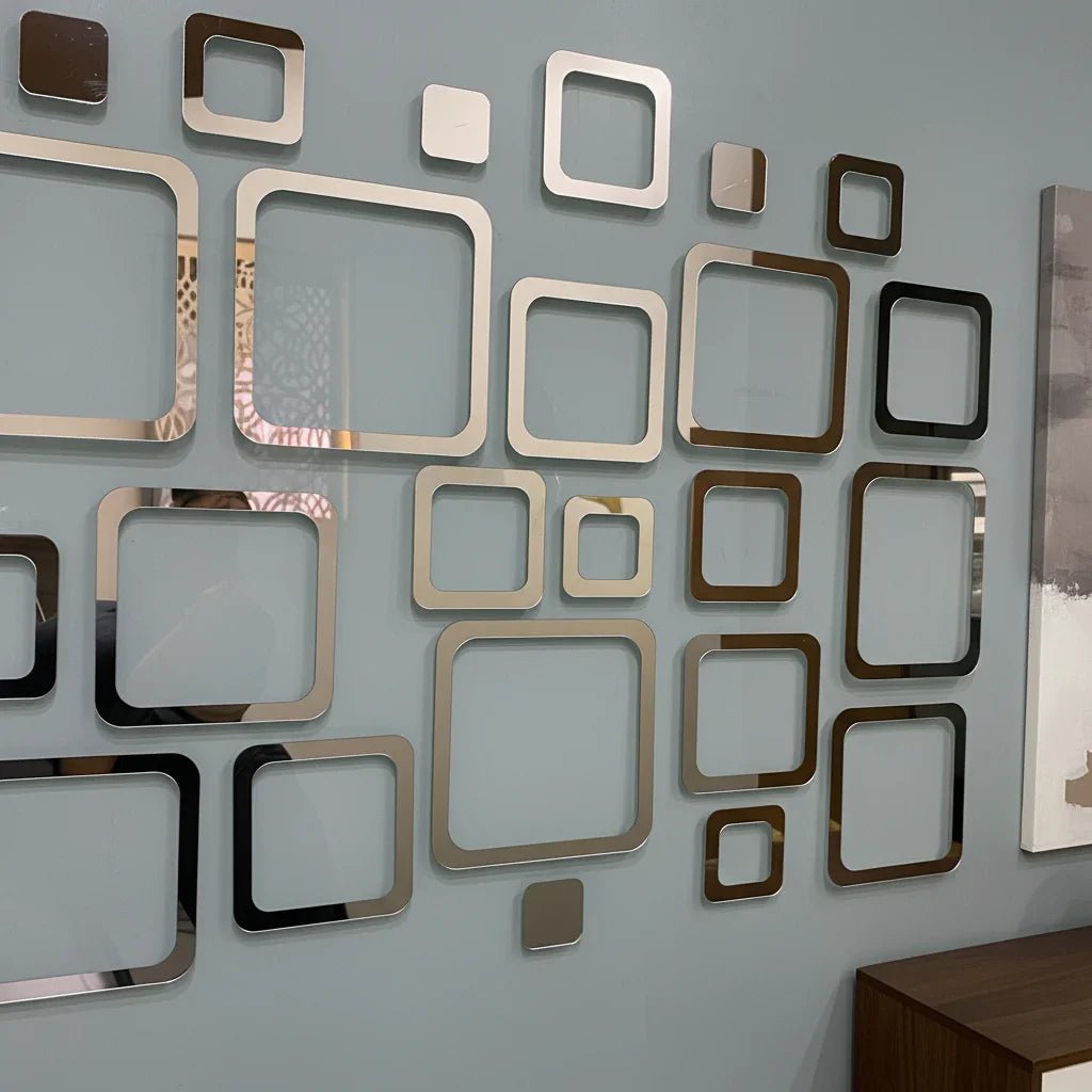 Acrylic Square Rings Mirror Wall Stickers - MBENTERPRIZE