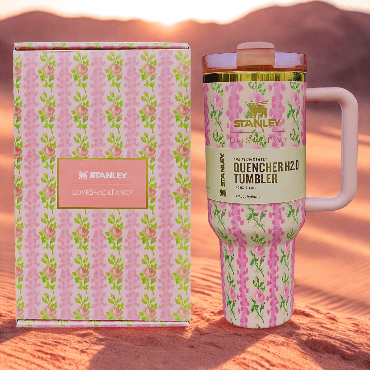 FLORAL BABY PINK | Stanley X LoveShackFancy Quencher 40 OZ – Limited Edition - MB ENTERPRIZE - 