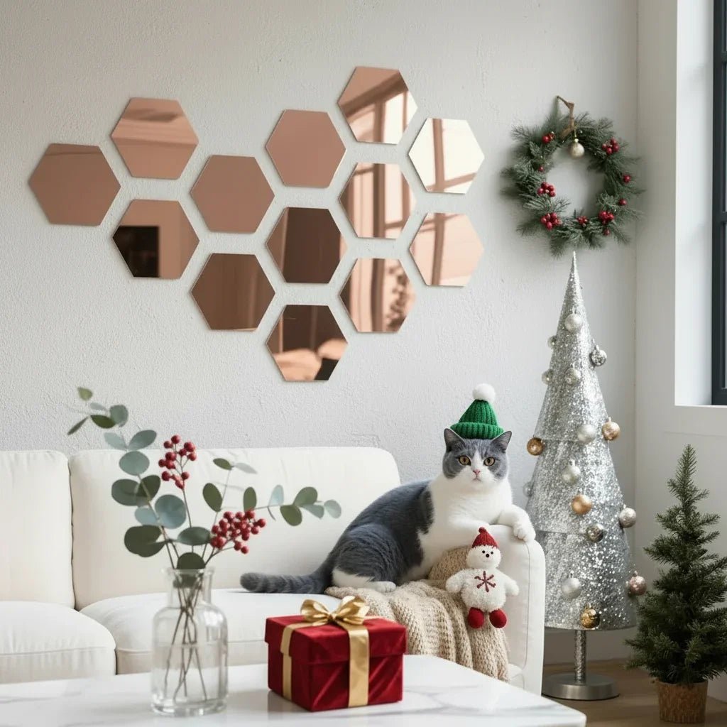 Hexagonal 3D Mirror Tiles - MBENTERPRIZE