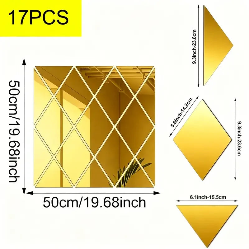 3D Ploygon Acrylic Mirror Wall Sticker