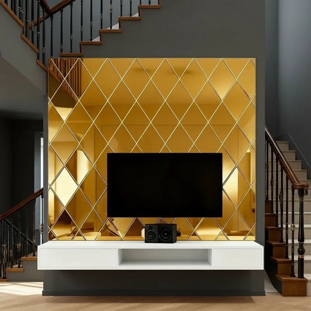 3D Ploygon Acrylic Mirror Wall Sticker