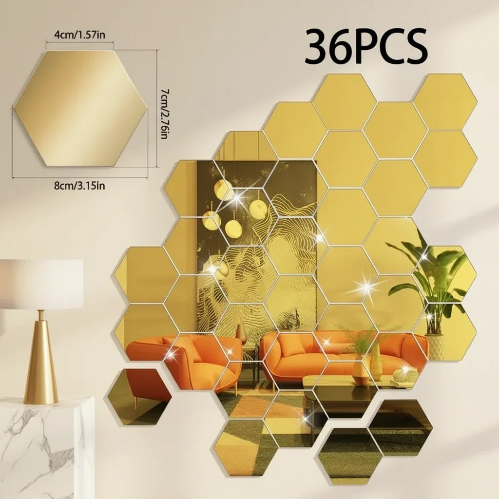 Hexagonal 3D Mirror Tiles - MBENTERPRIZE