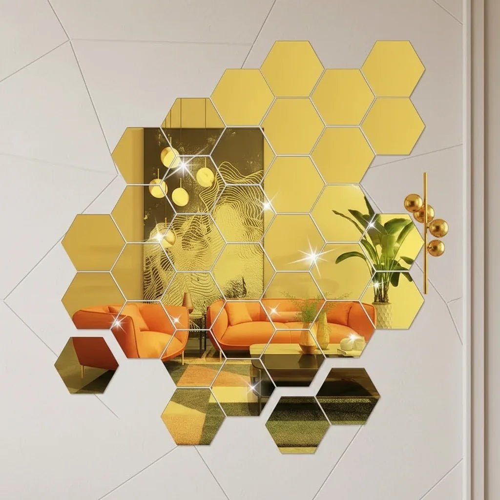 Hexagonal 3D Mirror Tiles - MBENTERPRIZE