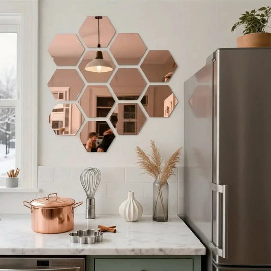 Hexagonal 3D Mirror Tiles Mbenterprize 