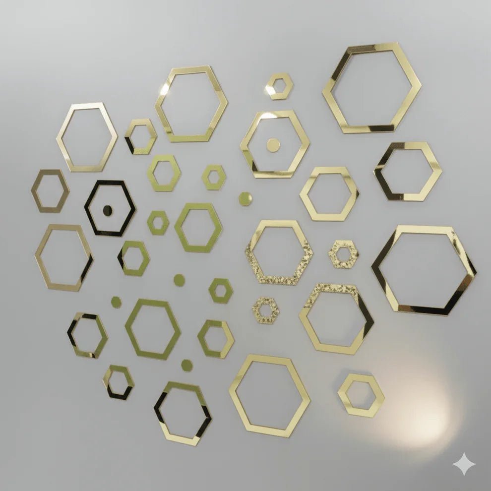 Acrylic Hexagon Ring Mirror Wall Decor - MBENTERPRIZE