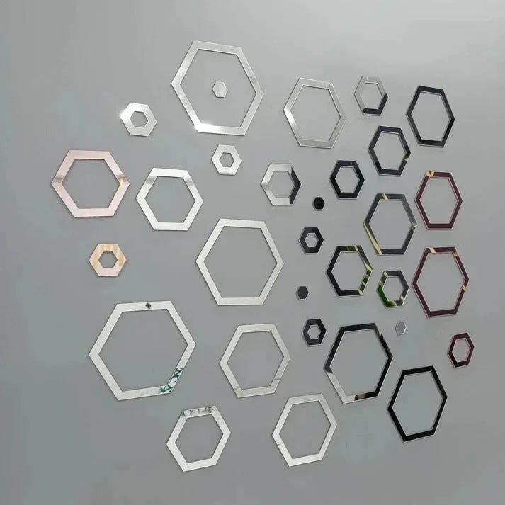 Acrylic Hexagon Ring Mirror Wall Decor - MBENTERPRIZE