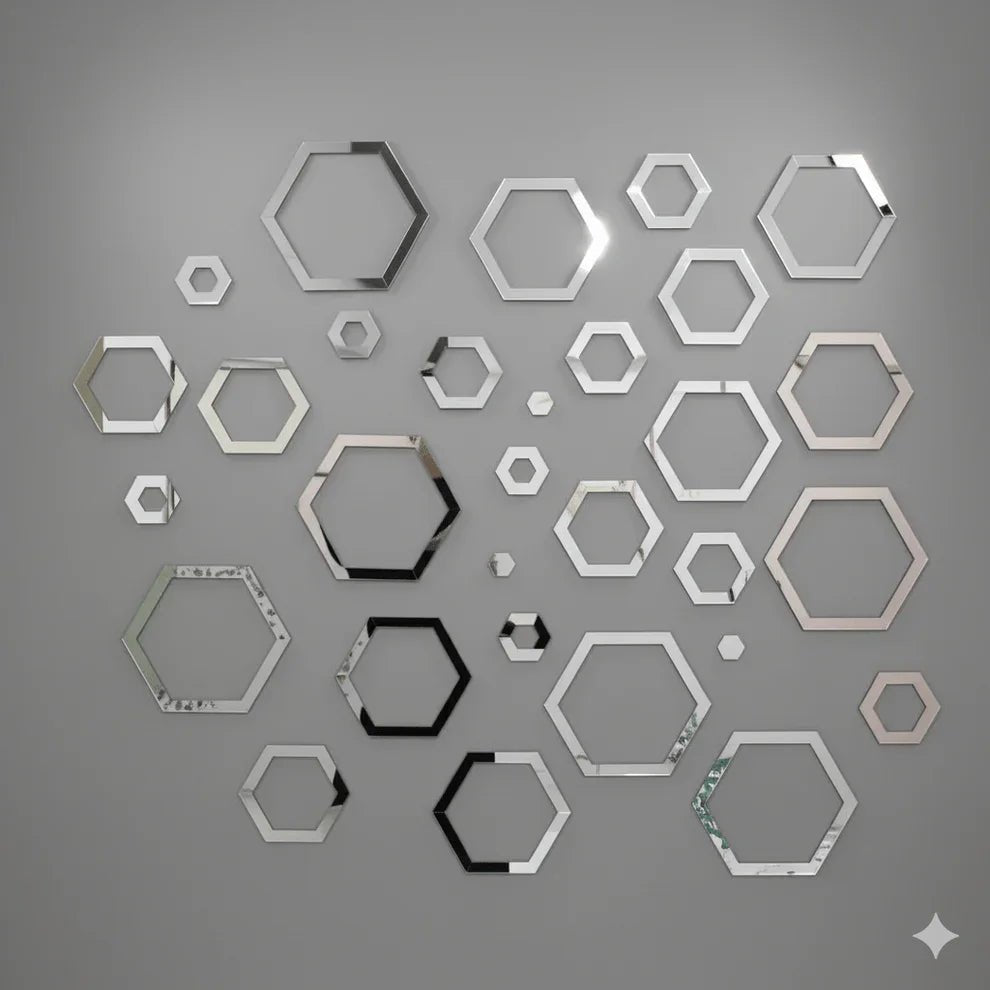 Acrylic Hexagon Ring Mirror Wall Decor - MBENTERPRIZE