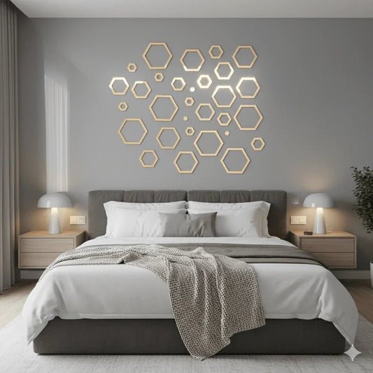 Acrylic Hexagon Ring Mirror Wall Decor - MBENTERPRIZE