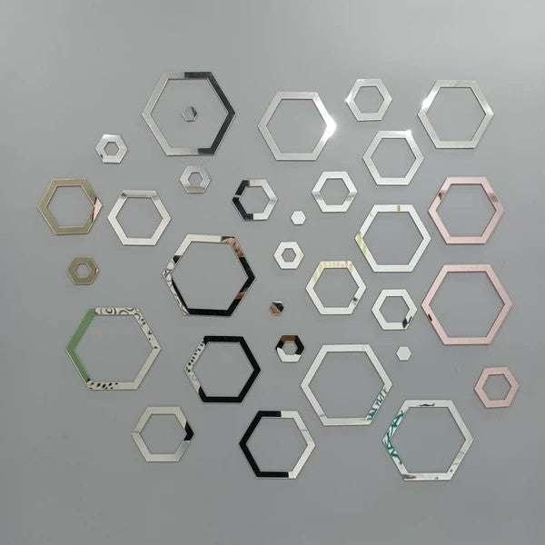Acrylic Hexagon Ring Mirror Wall Decor - MBENTERPRIZE