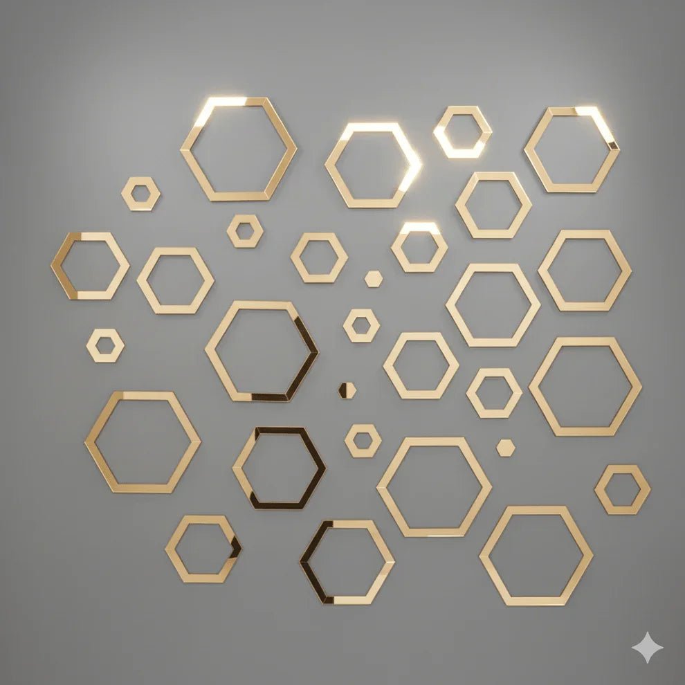 Acrylic Hexagon Ring Mirror Wall Decor - MBENTERPRIZE
