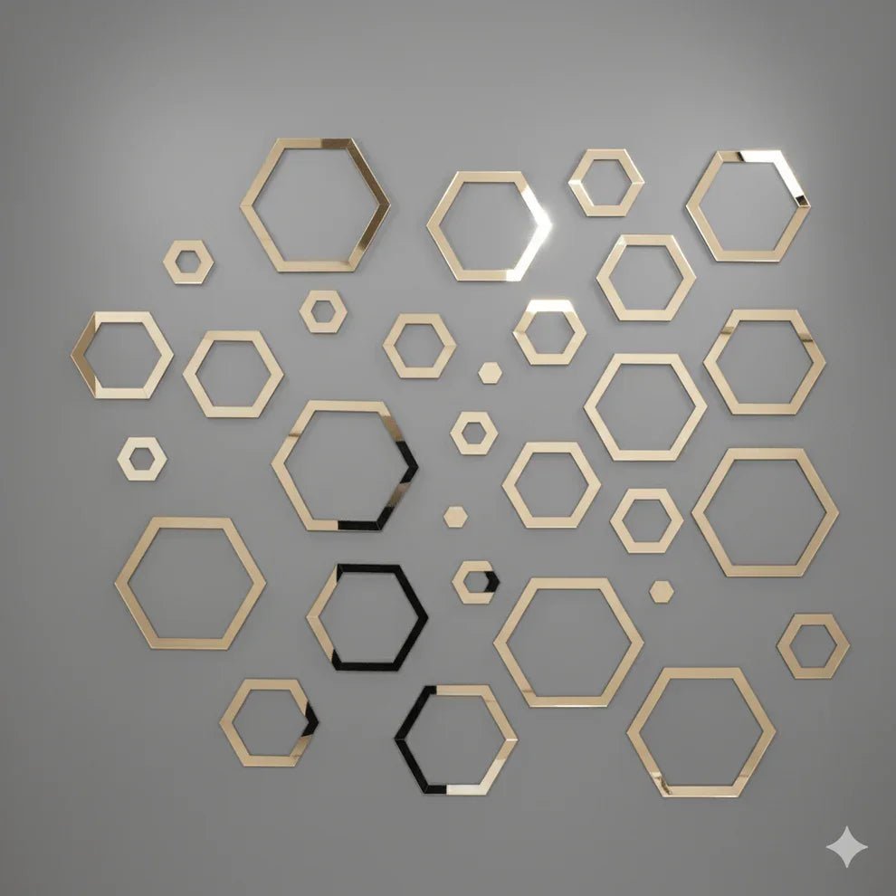Acrylic Hexagon Ring Mirror Wall Decor - MBENTERPRIZE