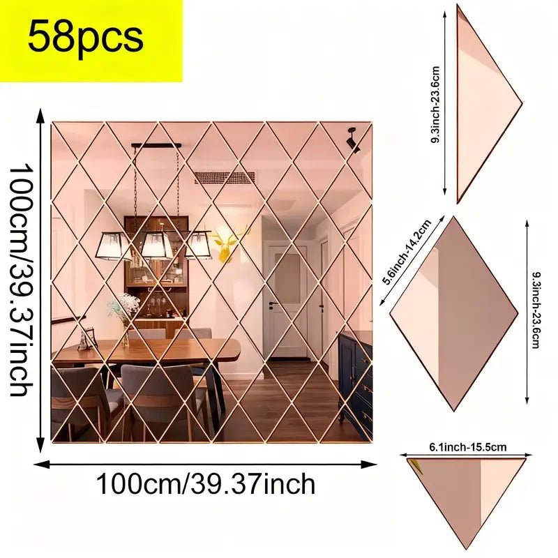 3D Ploygon Acrylic Mirror Wall Sticker - MBENTERPRIZE