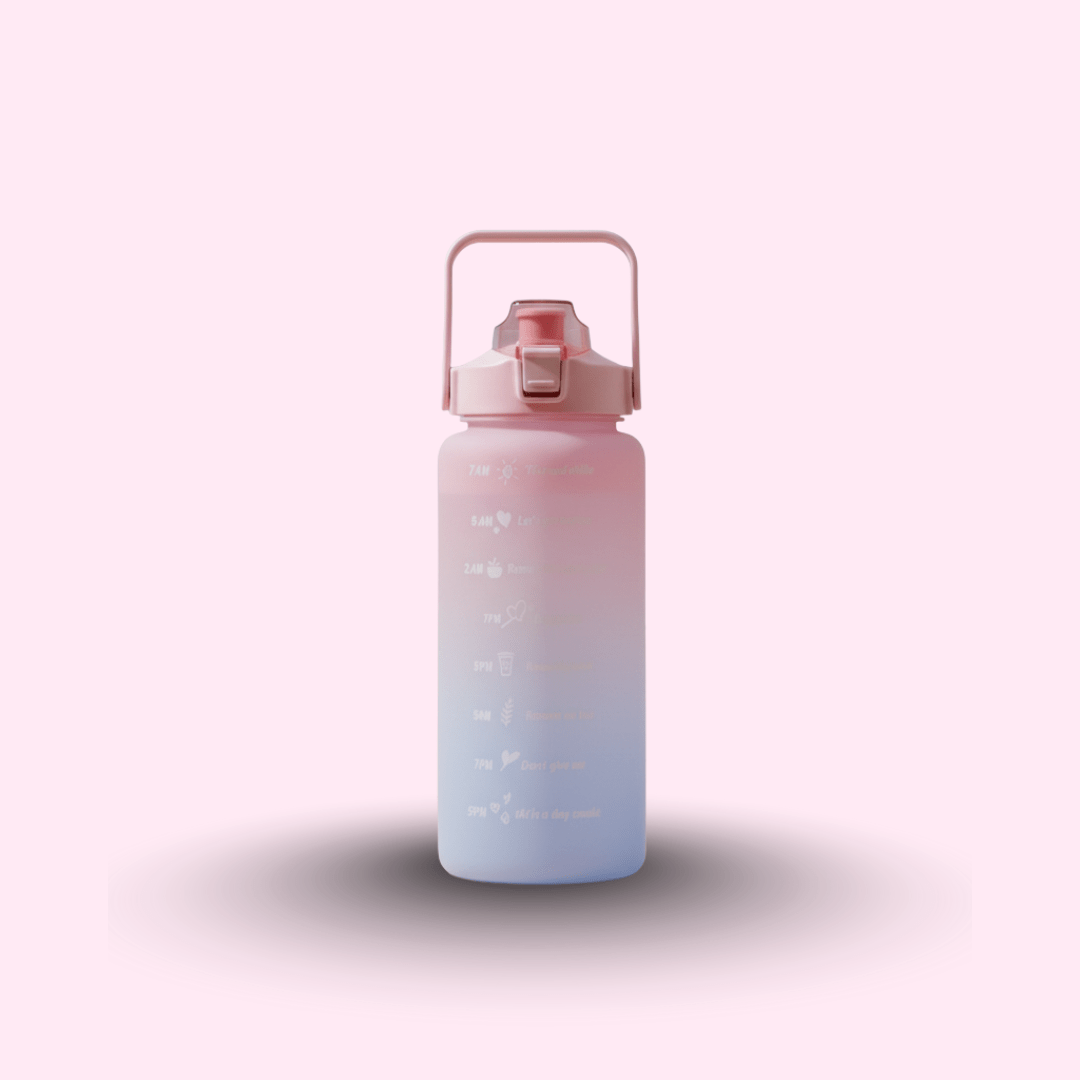 Premium Motivational Water Bottle with Time Markers - MB ENTERPRIZE - Pink - Large (2L) - 