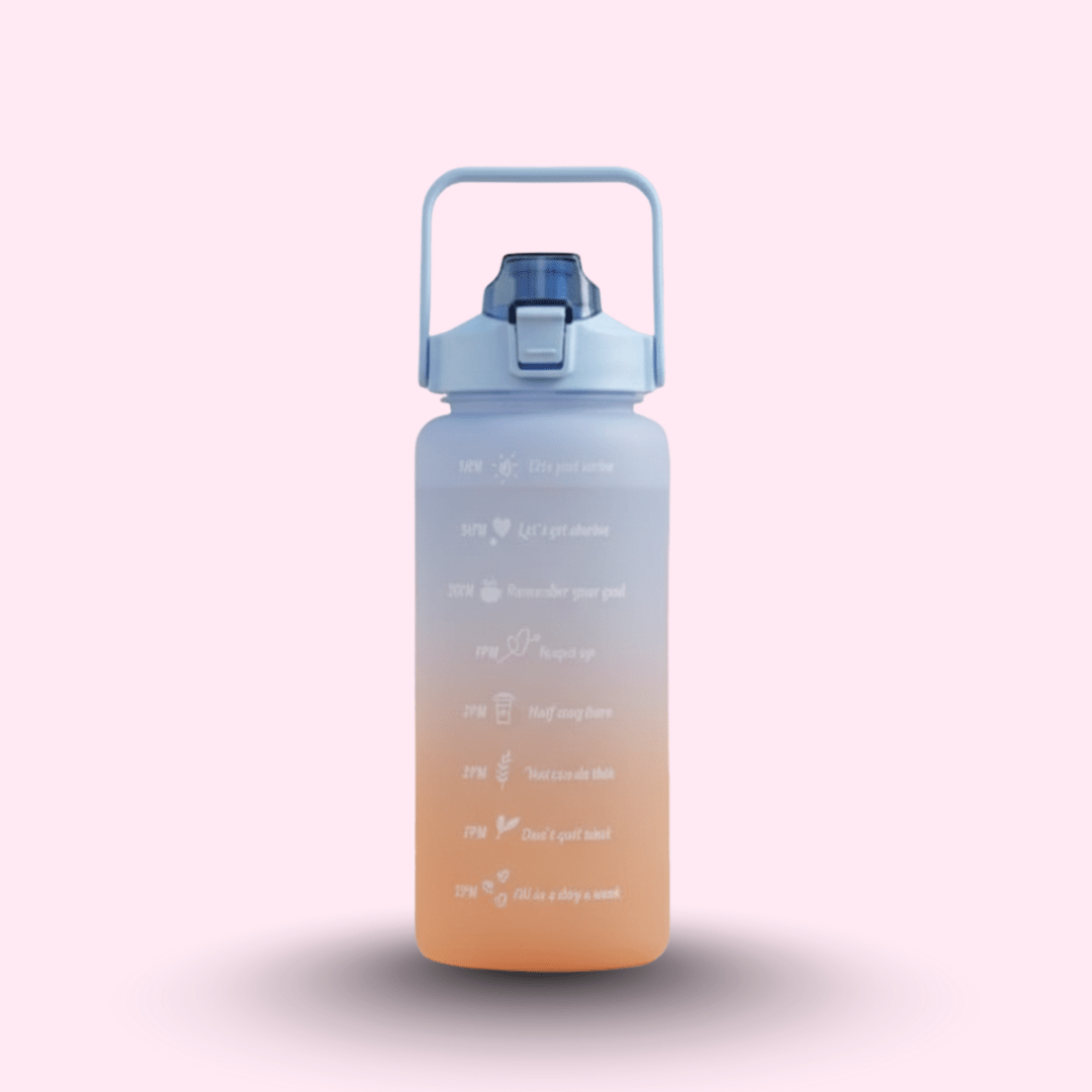 Premium Motivational Water Bottle with Time Markers - MB ENTERPRIZE - Blue - Large (2L) - 