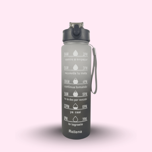 Premium Motivational Water Bottle with Time Markers - MB ENTERPRIZE - Black - Medium (1L) - 