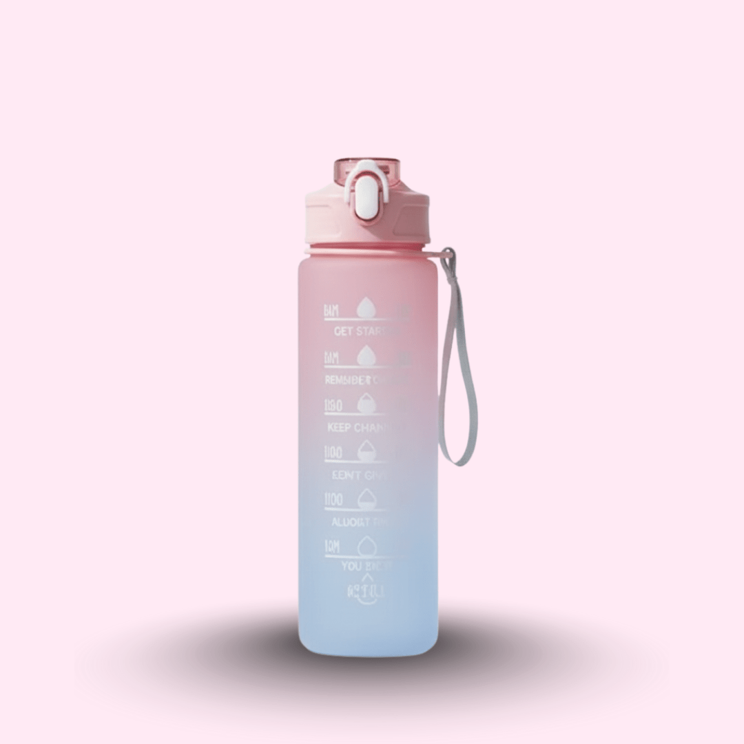 Premium Motivational Water Bottle with Time Markers - MB ENTERPRIZE - Pink - Medium (1L) - 