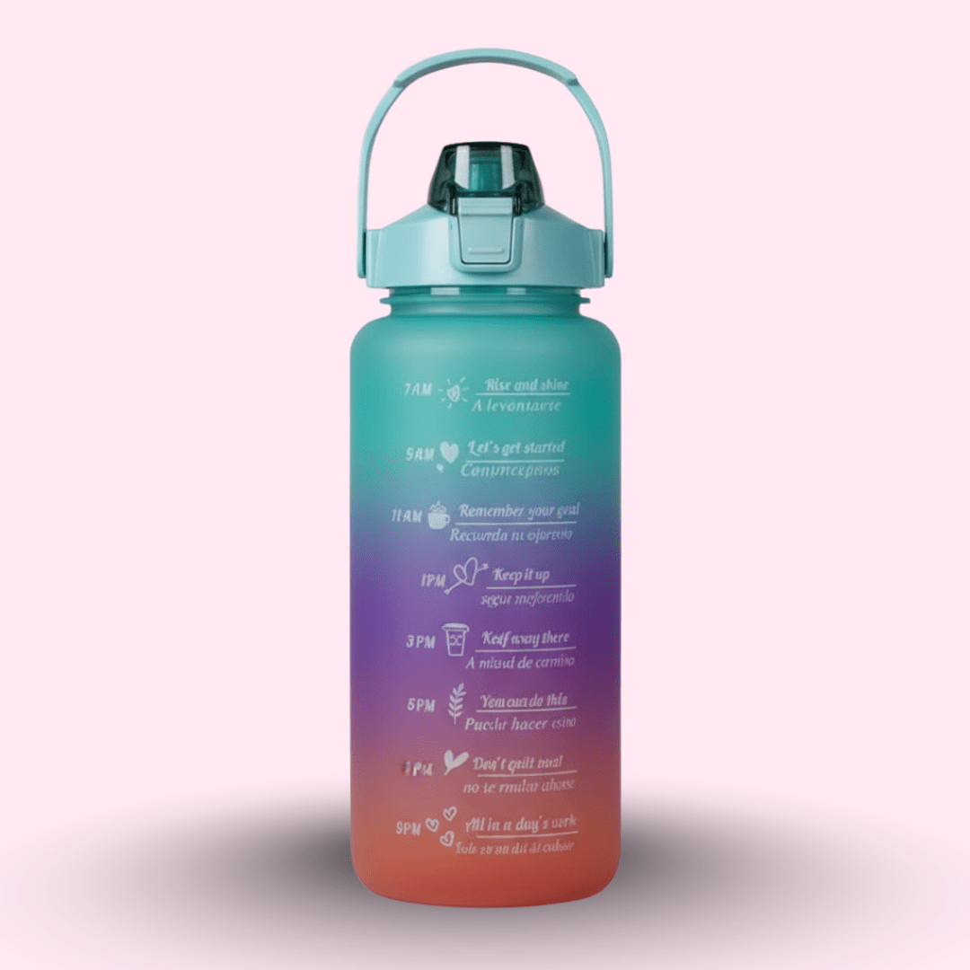 Premium Motivational Water Bottle with Time Markers - MB ENTERPRIZE - Multi Color - Large (2L) - 