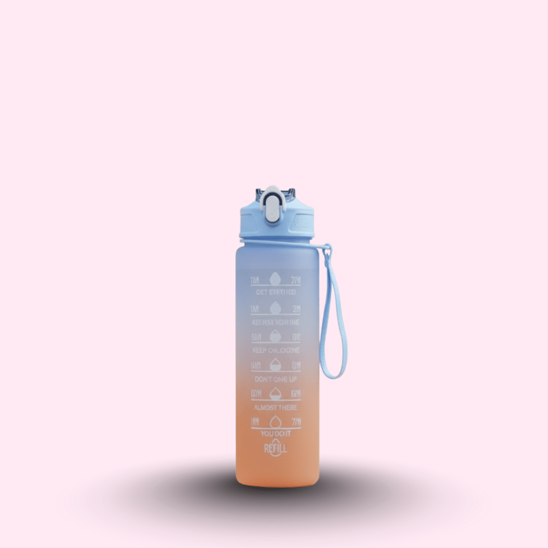Premium Motivational Water Bottle with Time Markers - MB ENTERPRIZE - Blue - Medium (1L) - 