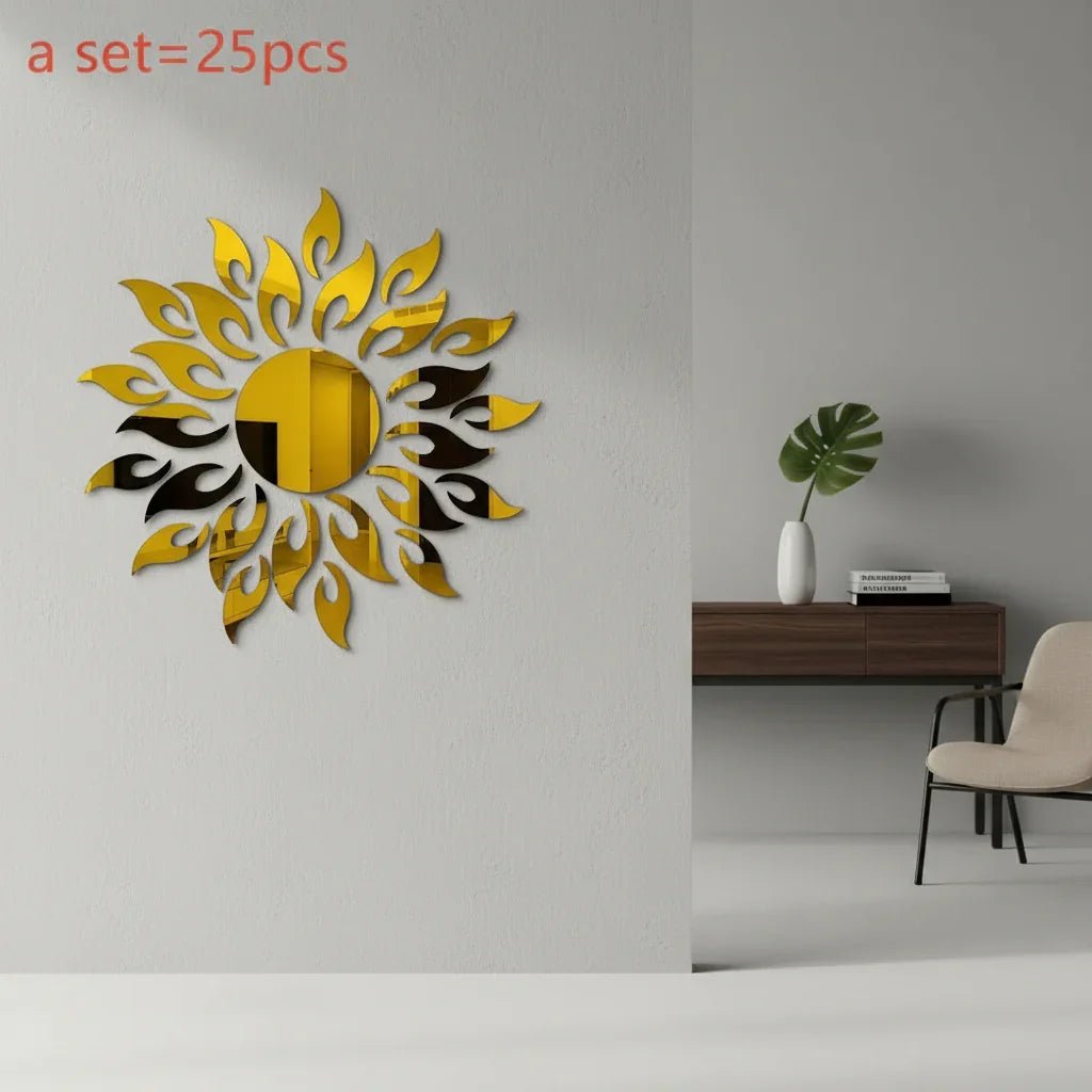25pcs Sunflower Acrylic Mirror Wall Stickers - MBENTERPRIZE