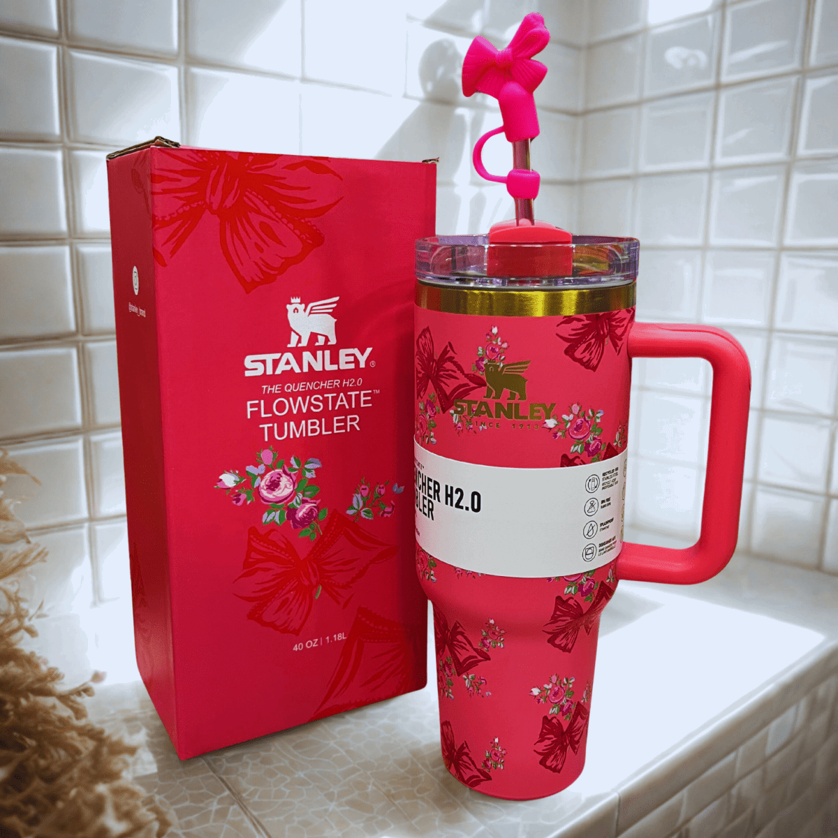 Stanley x LoveShackFancy Quencher – 40oz Pink Floral (Premium Edition) - MB ENTERPRIZE - 